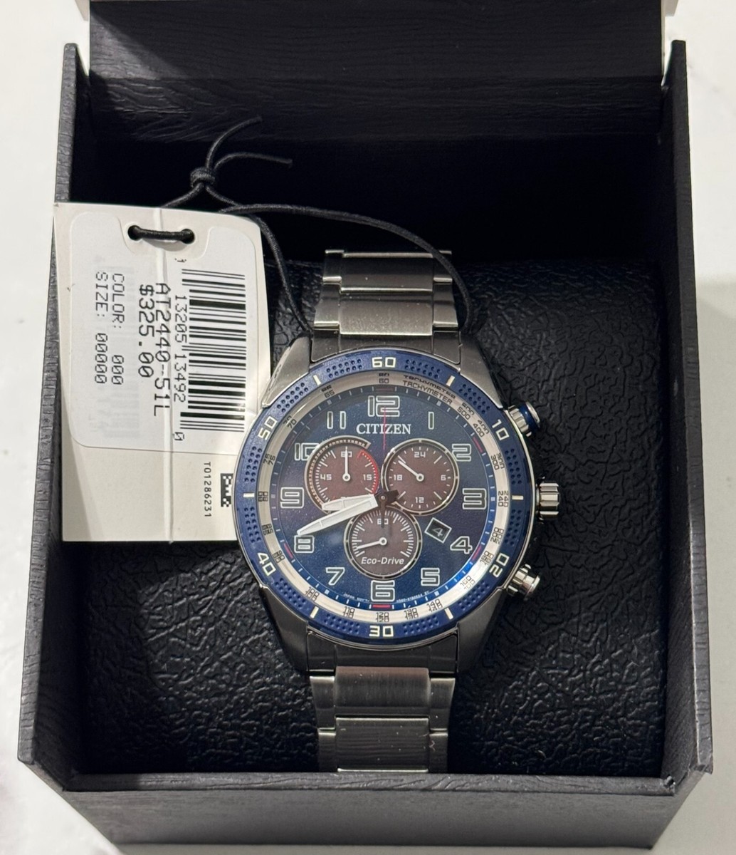 New Citizen AR Chronograph Men's Eco-Drive Blue Steel 45mm Watch