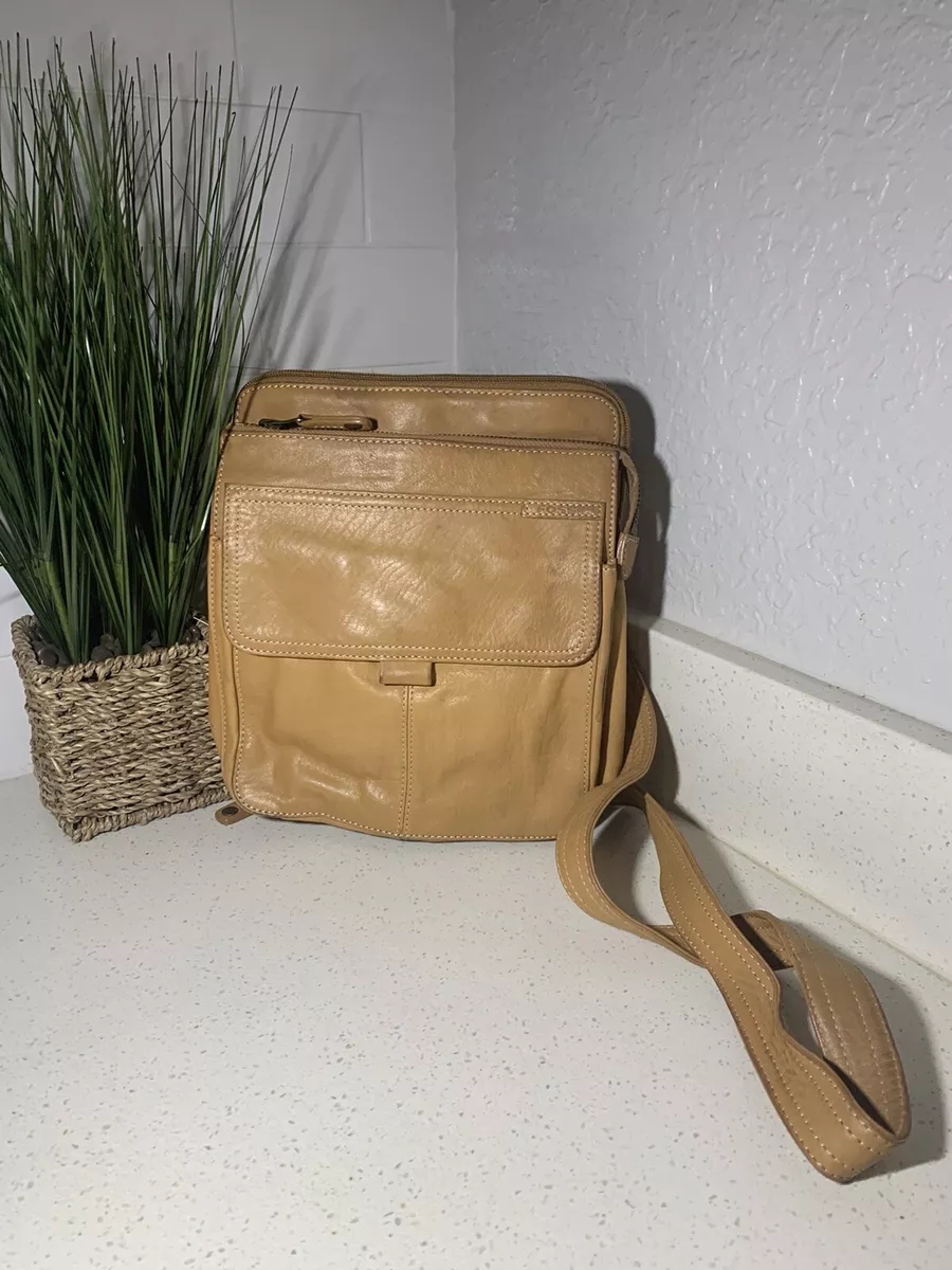 Fossil Brown Leather Crossbody Bag - worn - great... - Depop