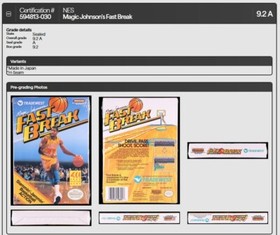 Magic Johnson's Fast Break Nintendo NES Factory Sealed WATA Grade 9.2 A Mint