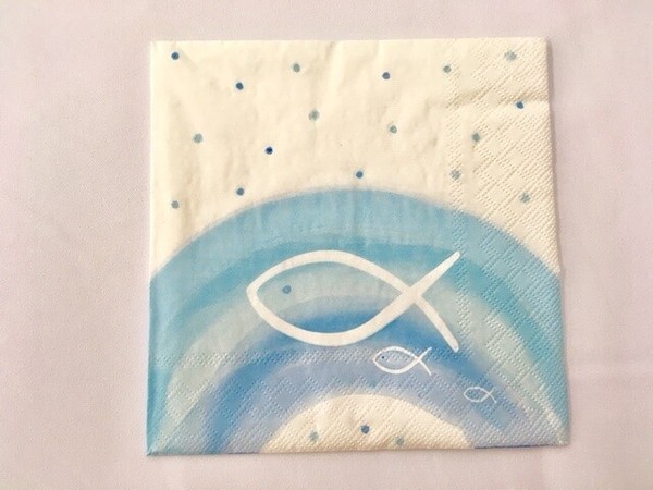 20 Servietten Regenbogen Blau 33X33Cm Tischdeko Kommunion Konfirmation Taufe-image