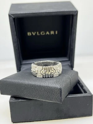 Bvlgari Parentesi 18K Weiss Gold & Diamant Ehering Gestempelt Bulgari - Bild 1 von 4