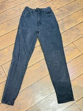 Vintage 90s Gitano Jeans Womens SZ 8 Black Tapered Leg High Waist Mom Jeans