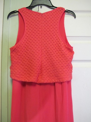 Nell Dress Coral Textured Overly Detail Side Slit High Waist Maxi Dress Size 4 - Picture 4 of 4