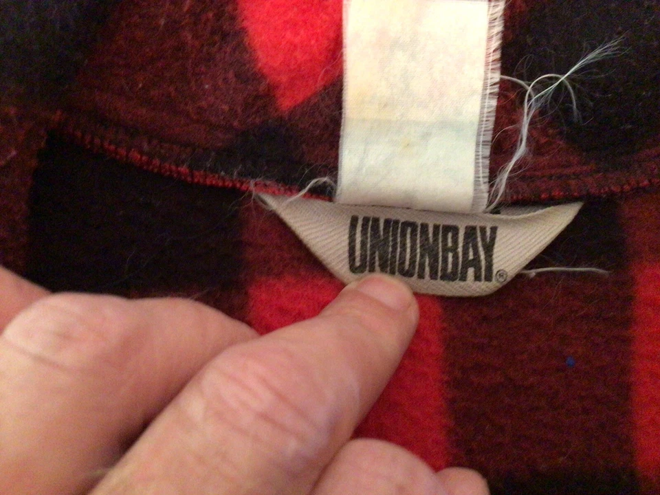 UNIONBAY | Chaqueta Pullover Vintage Buffalo Cuadros Rojo Negro Polar Cuadrado 1/4 Cremallera Foto 4 de 4