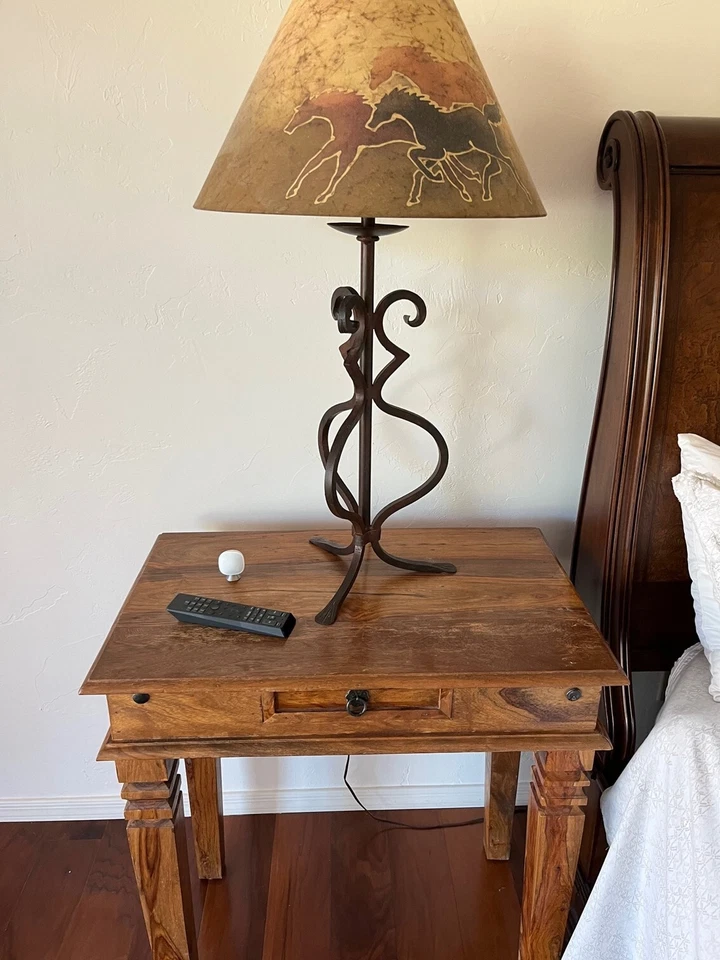 Thomasville Deschanel King Bed/Chest, 2 Southwestern Lamps, Chest & End Tables - Image 2 of 2