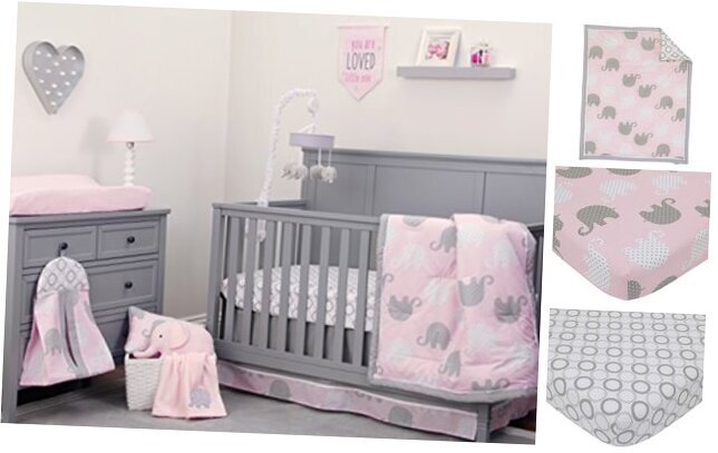 Dreamer - 8 Piece Comforter Set Pink/Grey Elephant