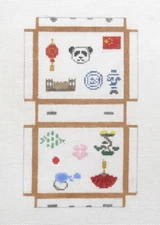 The Studio Midwest Travel Suitcase Oriental Handpainted Needlepoint Canvas 33