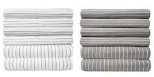 Sweet Home Collection 1500 Count Pinstripe 6 Piece Microfiber Sheet Set
