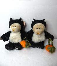 Starbucks 2005 Set of 2 Bearista Plush Bears Halloween Pumpkin Cat Suits