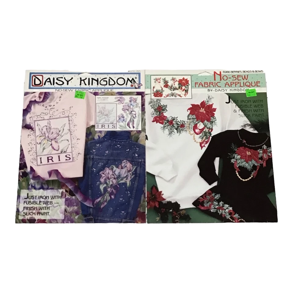 Lot of 2 No Sew Fabric Applique Berries Beads & Bows / IRIS Floral Daisy Kingdom - Imagem 2 de 4