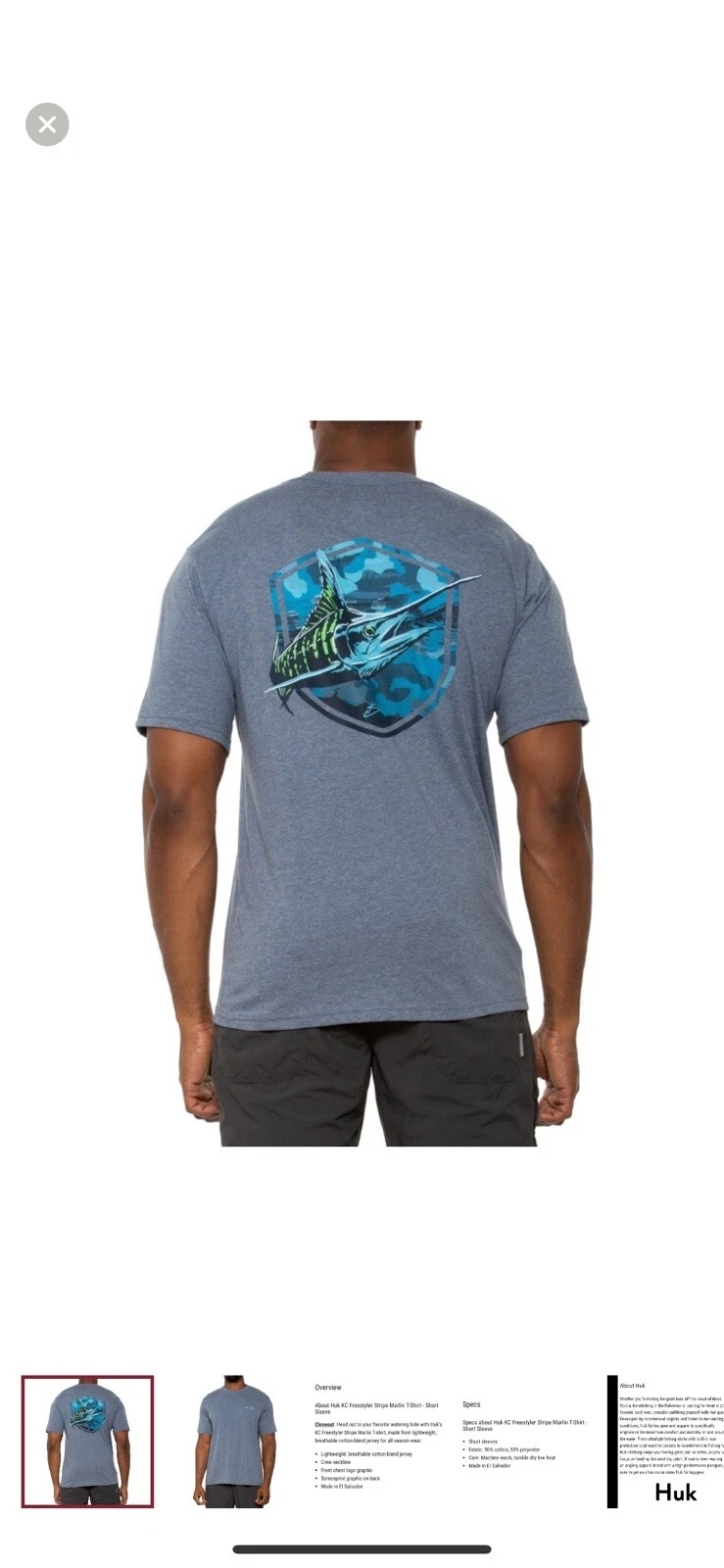 Huk Scott Freestyler Stripe Marlin Mens Outdoor Fishing Short Sleeve T-Shirt L