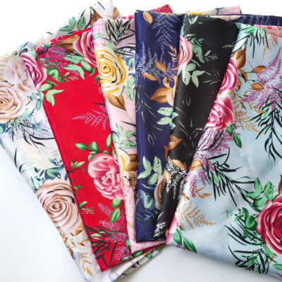 1Meter X1.48 Meter Soft Rose Satin Fabric Lining Scarf Gown Diy Material Vintage