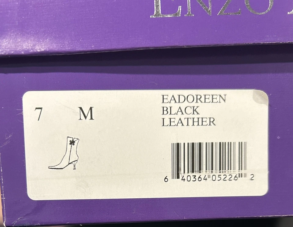 Botines Enzo Angiolini para mujer de cuero negro con tacón ancho talla US 7M Foto 4 de 4