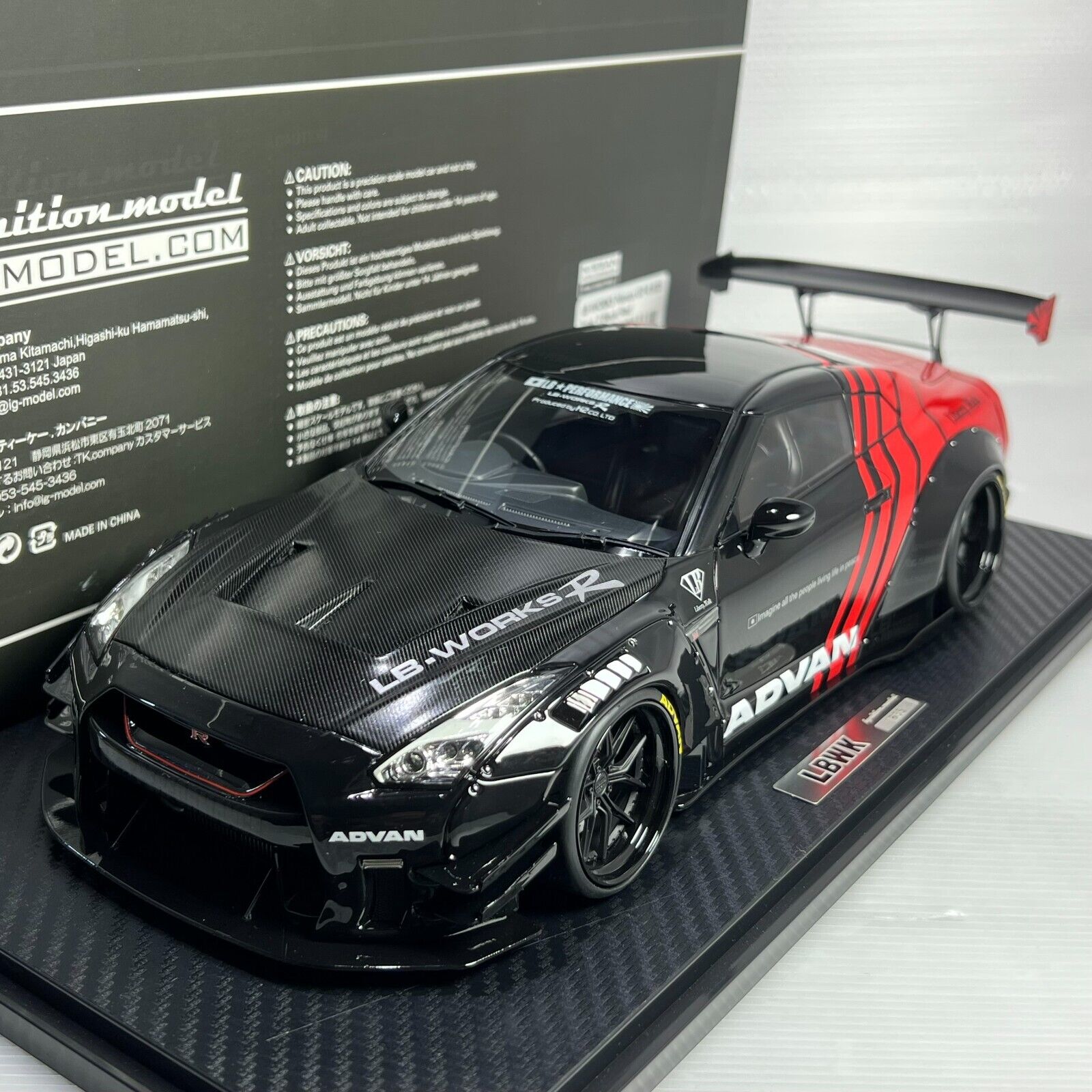 1/18 IG ignition #IG2345 Nissan LB-WORKS Nissan GT-R R35 type 2 Black/Red  Advan