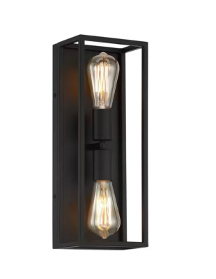 Rollins 6 in. W 2-Light Black Up and Down Wall Sconce Lightning Decor Roman