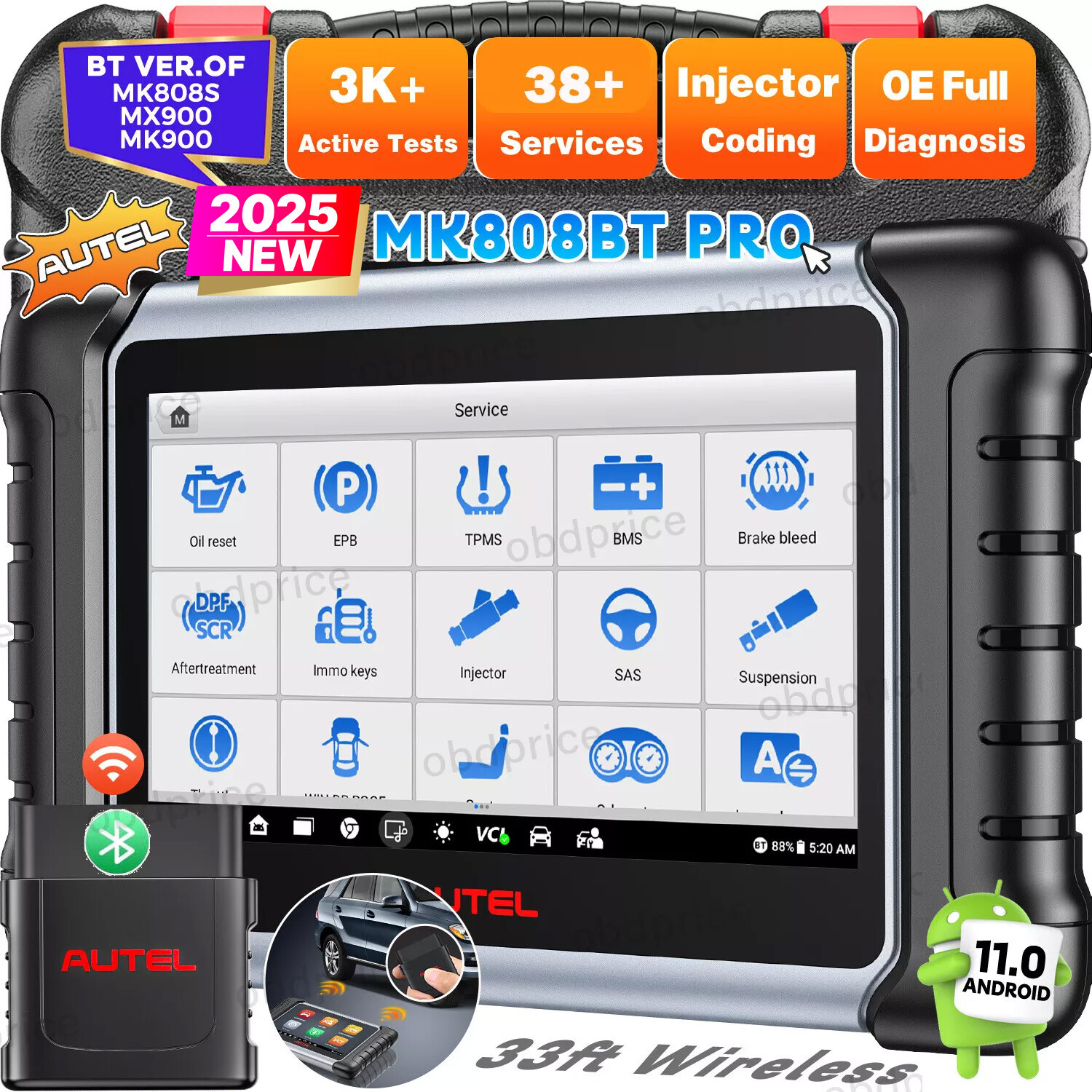 2025 Autel MaxiCOM MK808BT PRO BiDirectional OBD2 Diagnostic Scanner Tool