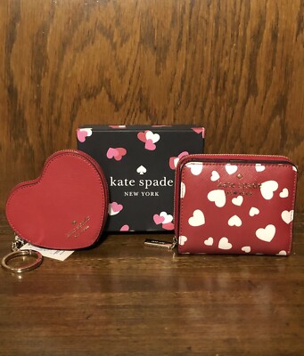 NWT-Kate Spade-Staci Heart Pop Wallet & Heart Coin Purse/Keychain