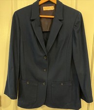 Vintage Pendleton Virgin Wool Blazer Wm Size 10 Navy 2 Pocket 3 Button Front