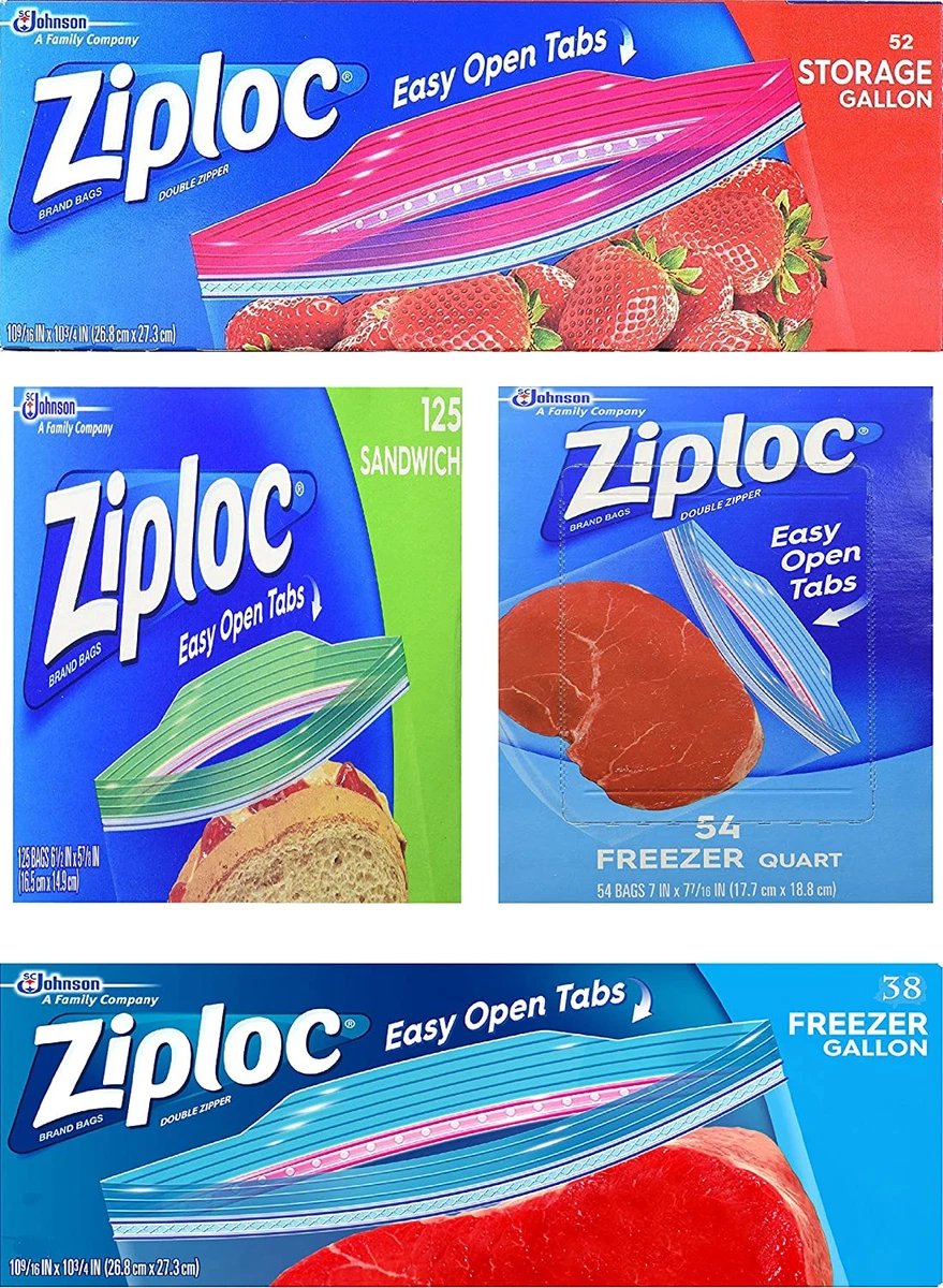 Ziploc Gallon, Quart, Sandwich, and Snack Storage Bags - Variety