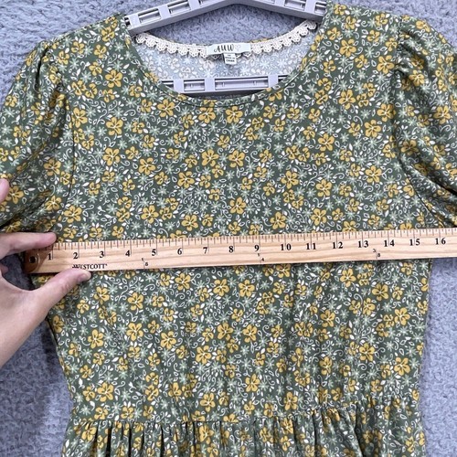 AUW Dress Junior Girl Medium Floral Flower Girl Boho Cottagecore Peasant Country - Picture 3 of 10