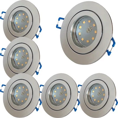 6er Set LED Einbaustrahler Aqua44-RD 7W 230V GU10 IP44 Bad Dusche Aluminium Spot - Bild 1 von 4