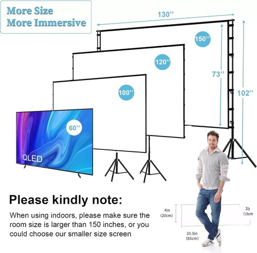 Towond Projector Screen with Stand - 150", 120", 100" Sizes Available INTL Ship - Zdjęcie 10 z 18