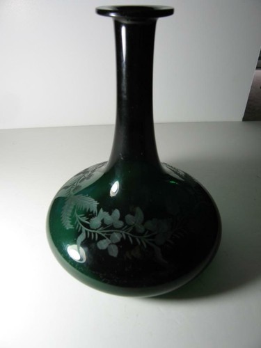 Antique Bristol Green Mell Decanter Scottish England Engraved Circa 1840-50 - Picture 3 of 7