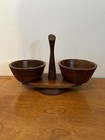 Vintage MCM Walnut Wood Spinning Condiment Dish Nut Bowl — photo 1
