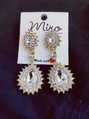 Mira Crystal Collect Dangle Sun CZ Rhinestone Yellow GT Stud