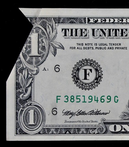 EXTERIOR MULTIPLE FOLD CUTTING ERROR $1 1993 FRN F38519469G High Grade - Picture 5 of 8