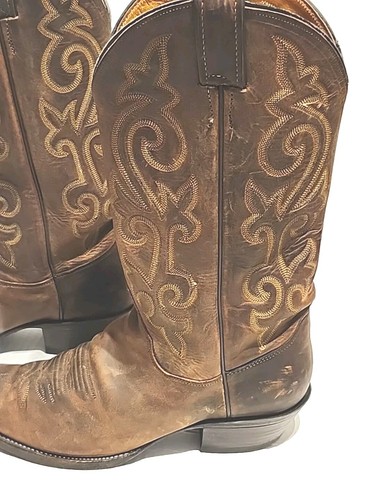 Justin Alcala's Brown Leather Western Boots Men Size 9 - Picture 4 of 13