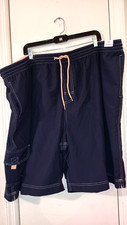 Roundtree  Yorke Caribbean Swimwear Men's 4XB Navy Parrot Swim Trunks NEW.