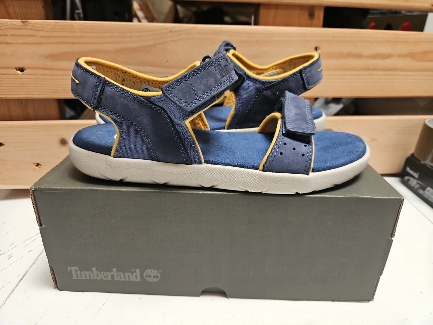 Timberland Nubble scamosciato sandali junior blu navy UK 1 5 scarpe ragazzo junior