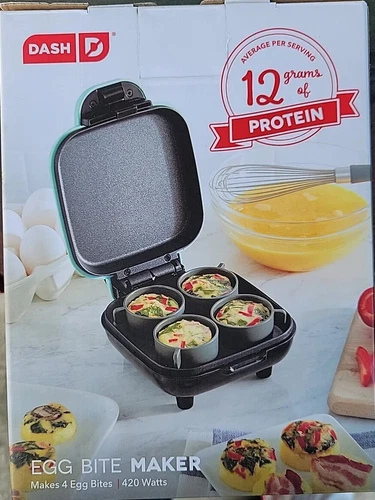 Dash Egg Bite Maker Light Blue Aqua Teal Countertop Egg Cooker 420 Watts