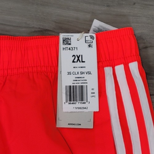 Adidas Swim Shorts Men's 2XL App Solar Red 3 Stripes Clx Very Short Length New - Picture 8 of 10
