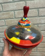Antique Spinning Top Ohio Art Tin Litho Toy Multi-Color Swirl Whirl