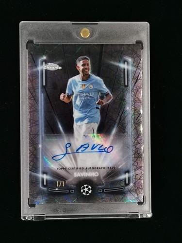 Savinho 2024-25 Topps Chrome UCC Black Lazer Auto 1/1 Man City ofo