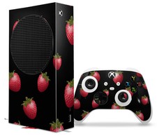Skin Wrap for XBOX Series S Console Controller Strawberries on Black