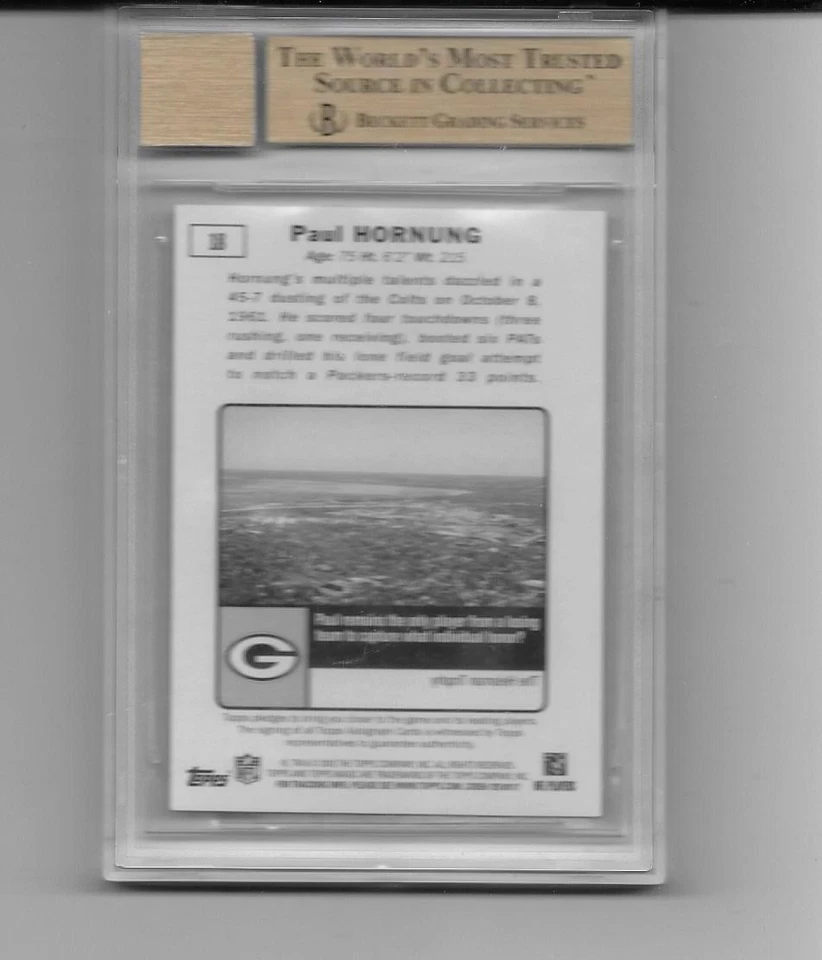 Topps Magic 2010 autógrafo #18 Paul Hornung GB Packers Beckett 9,5 automático 10 7/10 Foto 2 de 2