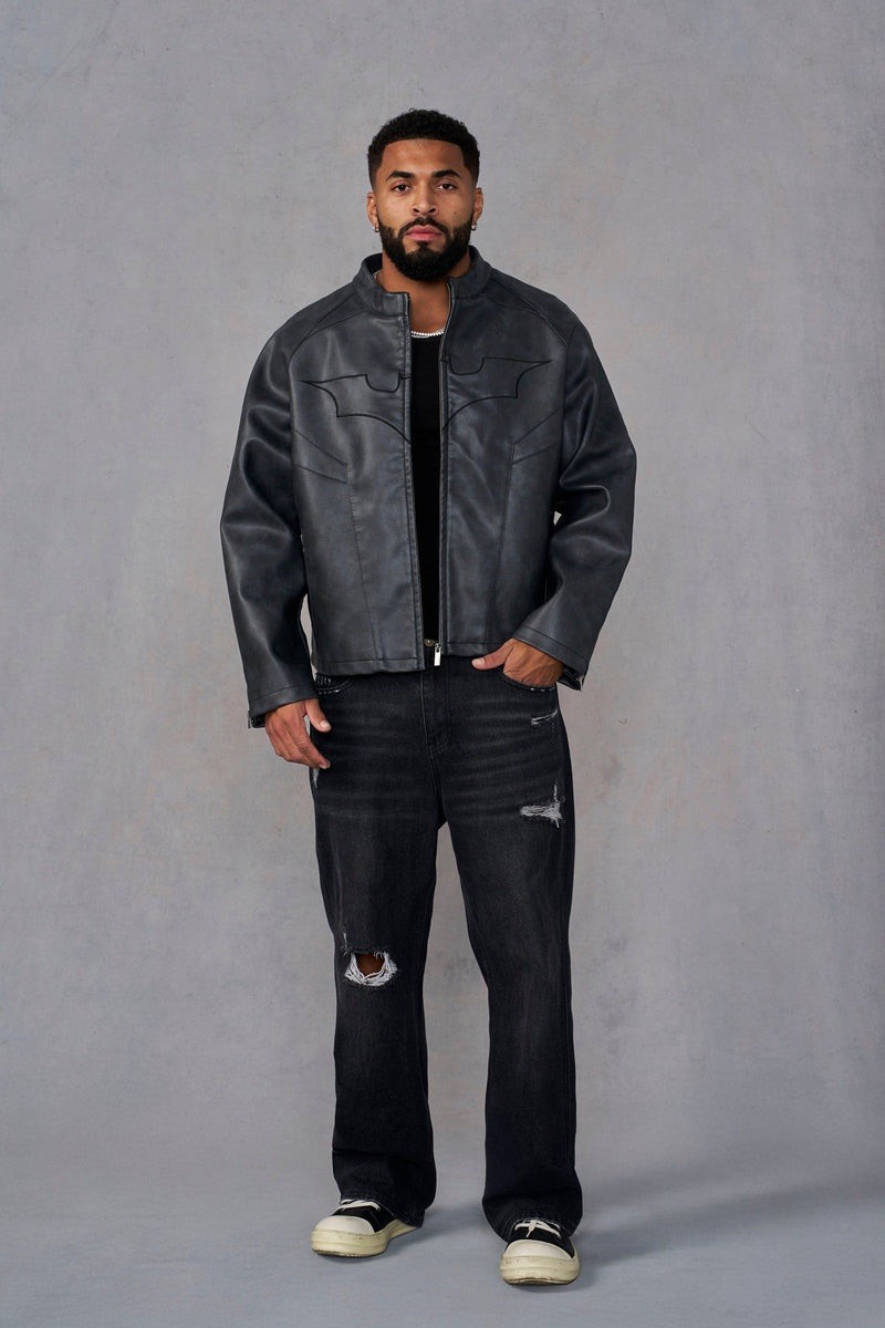 YOUNGLA (SOLD OUT) - 5214 - BATMAN LEATHER JACKETS - BLACK - MEDIUM