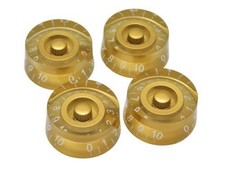 Gold Epiphone Gibson  style Metric Size 18 Spline Gold Speed Knobs, Set of 4