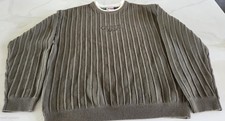 GUESS Originals Eco Crewneck Sweater Mens Large L Olive Green Ribbed Knit Cotton
