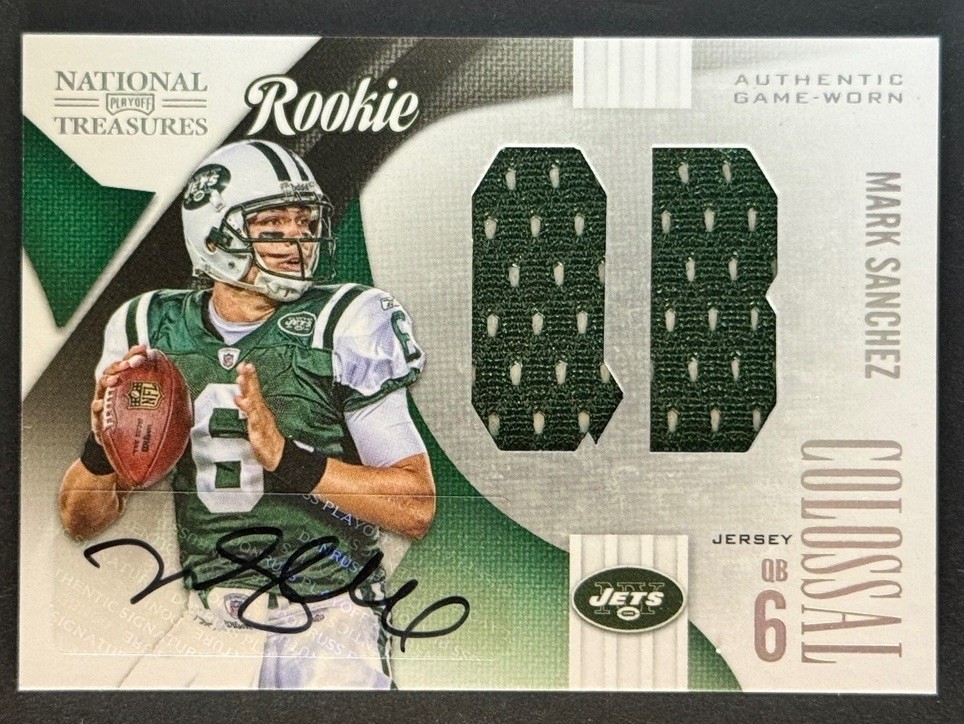 Mark Sanchez Playoff National Treasures Rookie Colossal Materials #1 Jersey # Signature