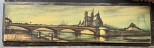 Mid Century Modern Paris Seine, Notre Dame Landscape Print On Wood By Despresle