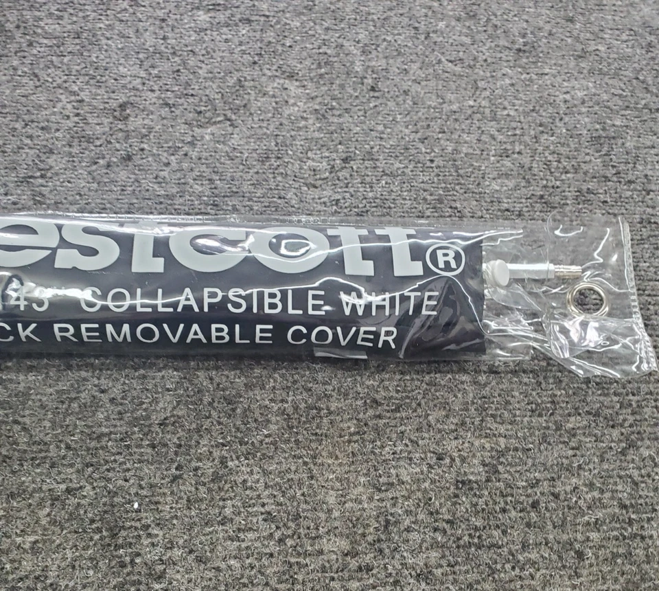 WESTCOTT 2011-43" Collapsible White Satin Umbrella w/Black Removeable Cover - Image 3 of 4