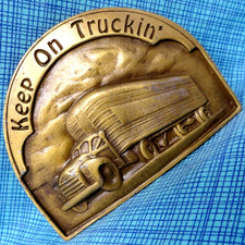 Keep On Truckin Belt Buckle Trucker Transport Vtg 70s Indiana Metal Craft.MMR772