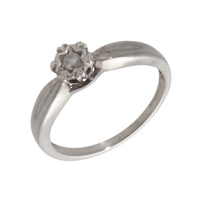 Gebrauchter Solitärring 9 kt Weißgold Illusionsfassung Diamant Größe: J 9 kt Gold...