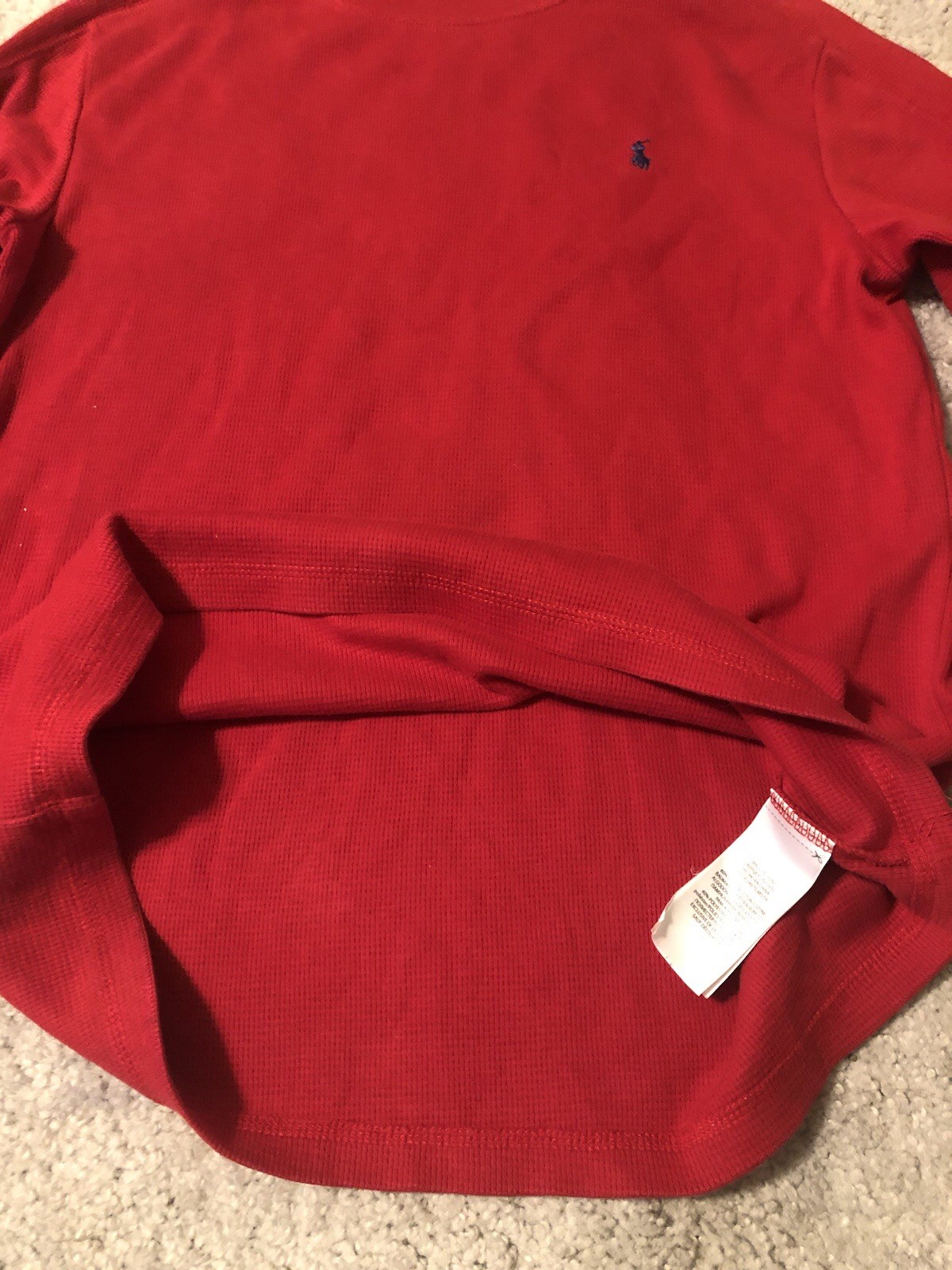 Polo Ralph Lauren Waffle Knit Shirt Boys XL Youth Long Sleeve Red Thermal Stains thumbnail 8