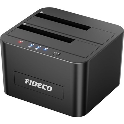 Fideco Festplatten Dockingstation USB 3 0 SATA HDD SSD Klonfunktion schwarz