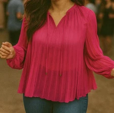 Estelle Larissa Top Boysenberry Pink Blouse 3XL NWT Sheer Flow Boho Sleeve